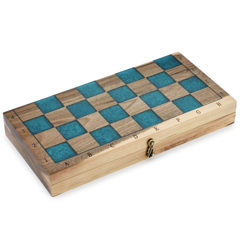 Шахматы + нарды резные "Лазурит" 40 купить в Казани