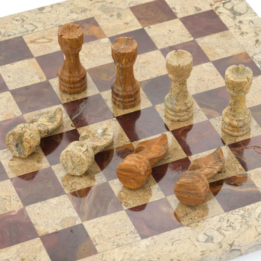 Шахматы из камня "Сицилия" яшма и ракушечник 40 купить в Казани