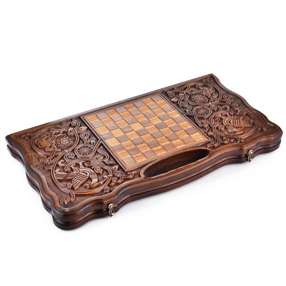 Нарды резные  "Герб России 3"  большие 60, Harutyunyan купить в Казани