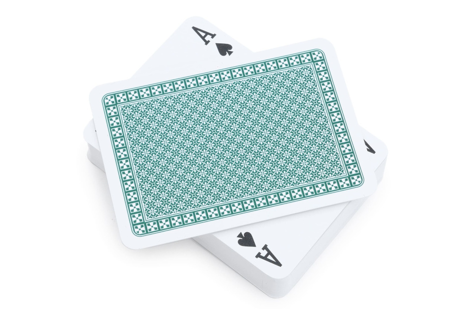 Карты игральные Кейтс 100% пластик, зеленая рубашка, 55 карт купить в Казани