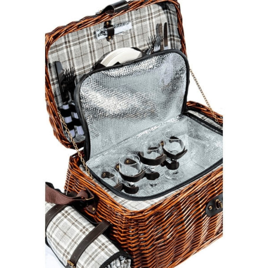 Корзина для пикника Рассвет (на 4 персоны) с пледом купить в Казани