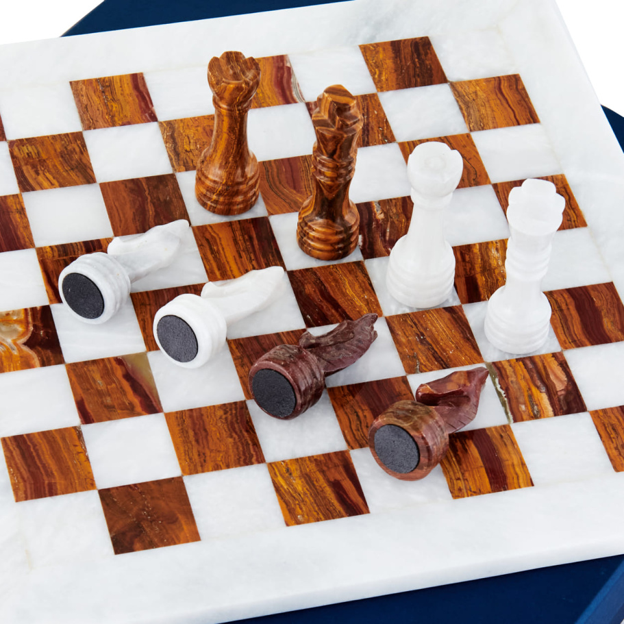 Шахматы каменные "Карфаген" мрамор и яшма 30 купить в Казани