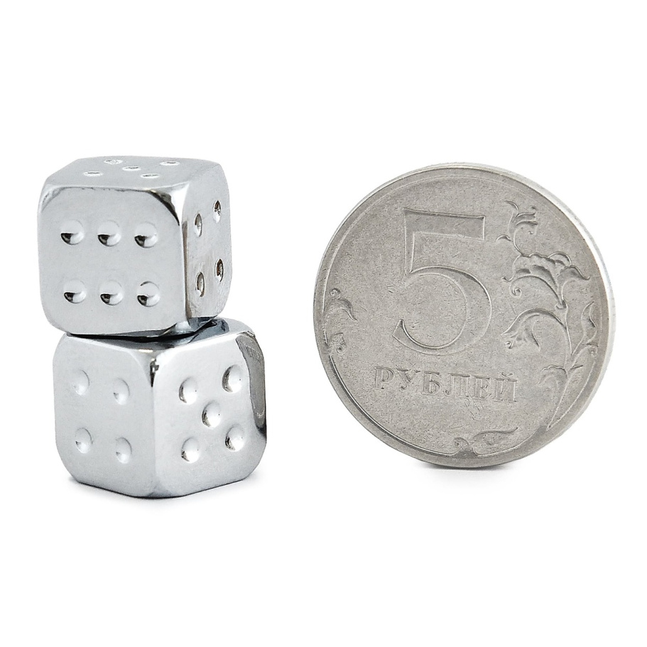 Кости игральные "Премиум" металл, серебристый, 12 мм (2 шт.) купить в Казани