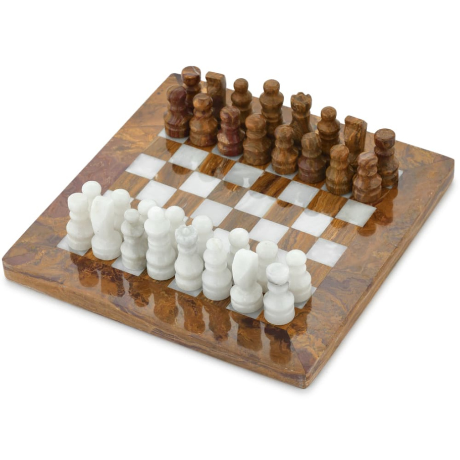 Шахматы из камня "Кирена" мрамор и яшма 20