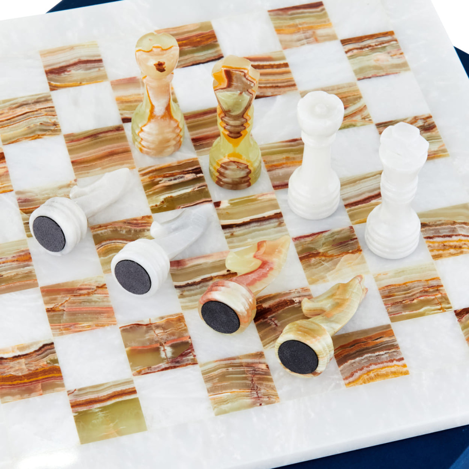 Шахматы каменные "Карфаген" мрамор и оникс 30 купить в Казани