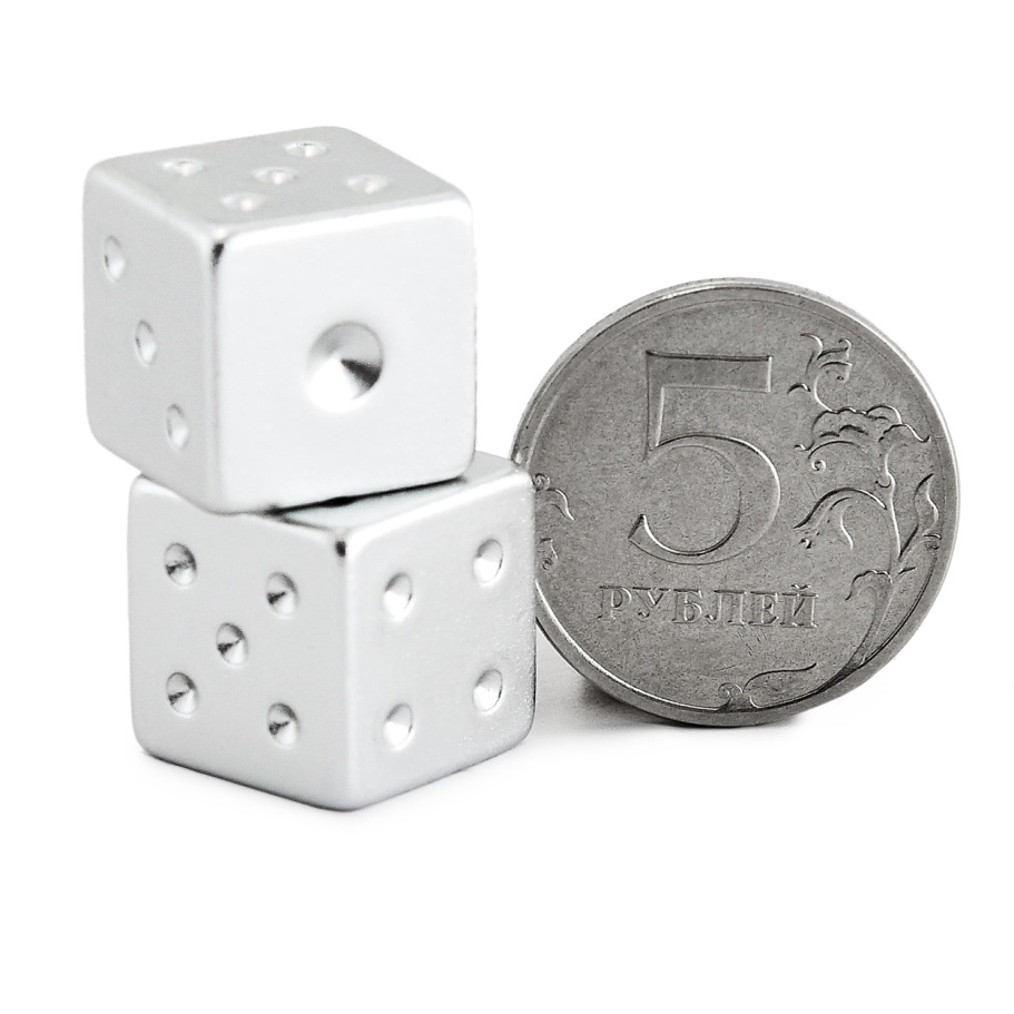 Кости игральные "Премиум" металл, серебристый, 15 мм (2 шт.) купить в Казани
