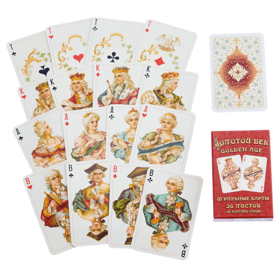 Карты игральные "Золотой Век", красная рубашка, 36 карт купить в Казани