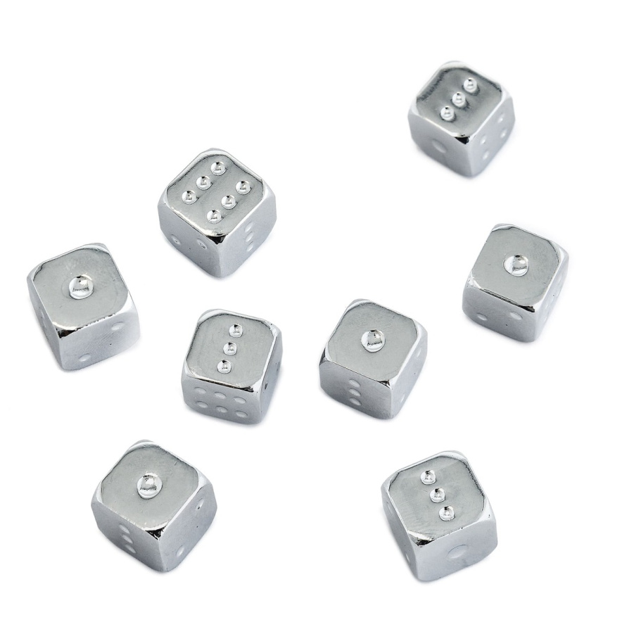 Кости игральные "Премиум" металл, серебристый, 12 мм (2 шт.) купить в Казани
