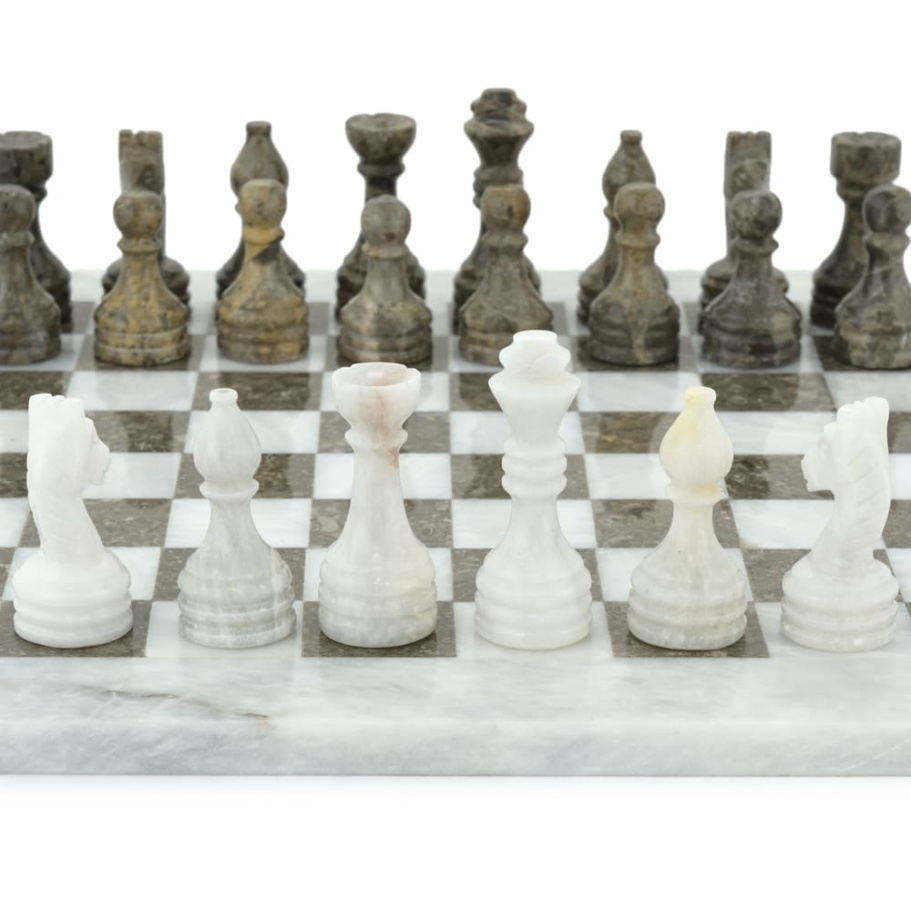 Шахматы из камня "Финикия" серый мрамор 30 купить в Казани