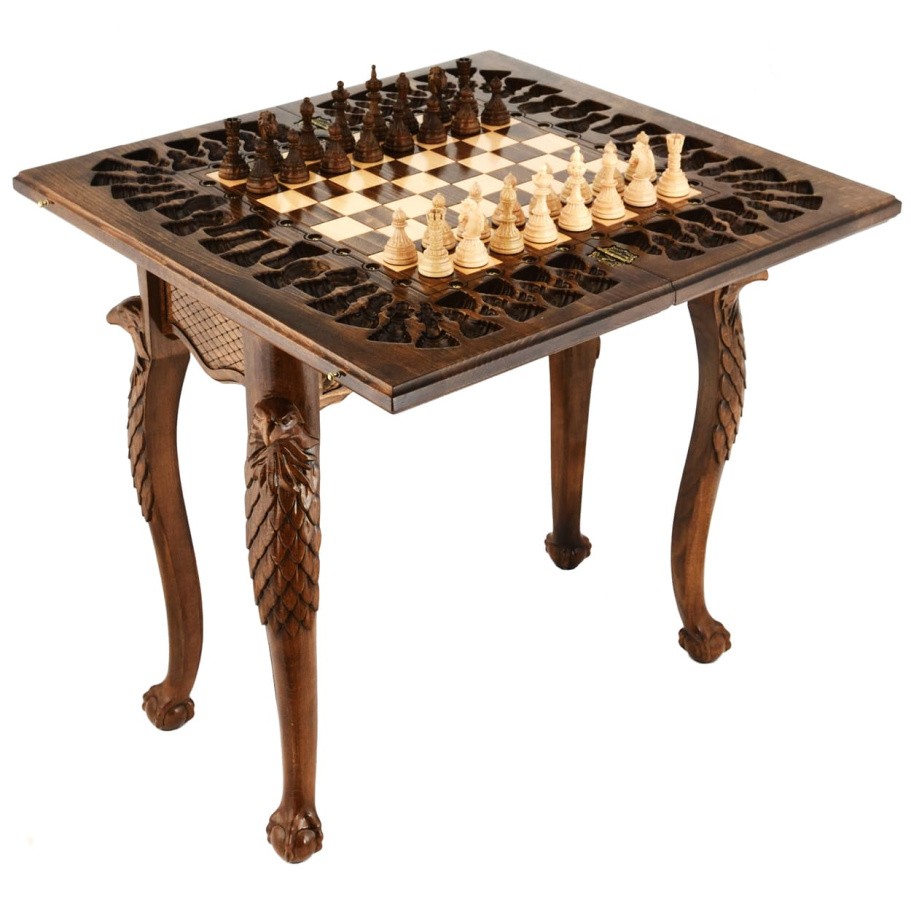 Стол ломберный Шахматы резные "Небесный охотник" 60 купить в Казани