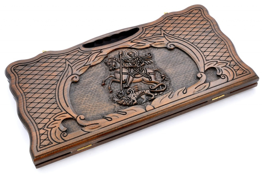 Нарды резные "Георгий Победоносец" большие 60, Harutyunyan