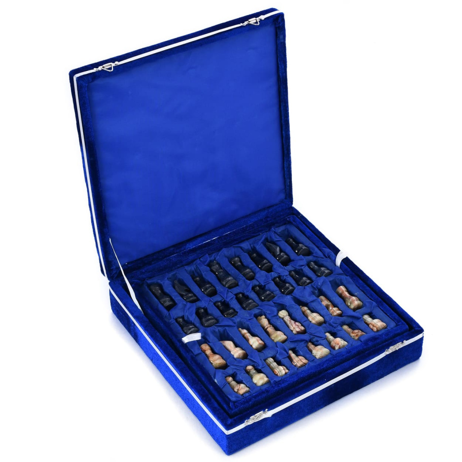 Шахматы каменные "Карфаген" темный мрамор и оникс 25 купить в Казани