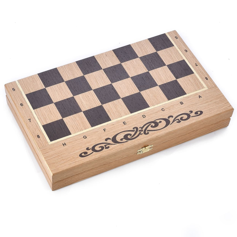 Шахматы + нарды резные "Блокер" дуб, WoodGames купить в Казани