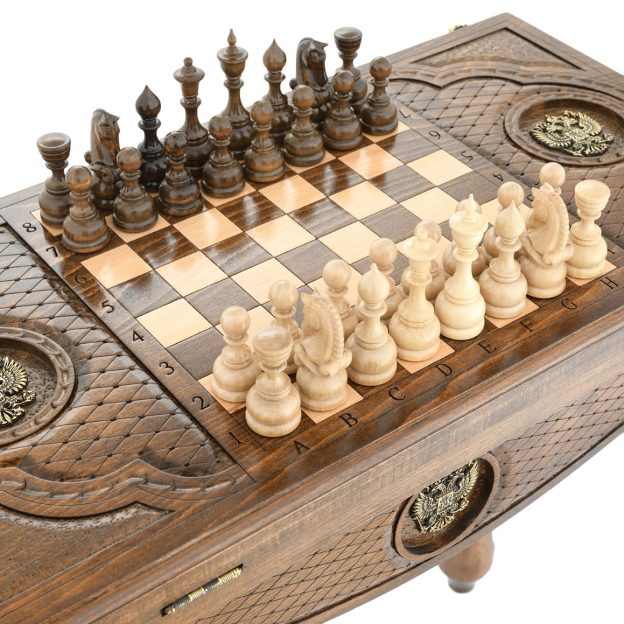 Стол ломберный Шахматы + Нарды резные "Родина" 60, Harutyunyan купить в Казани