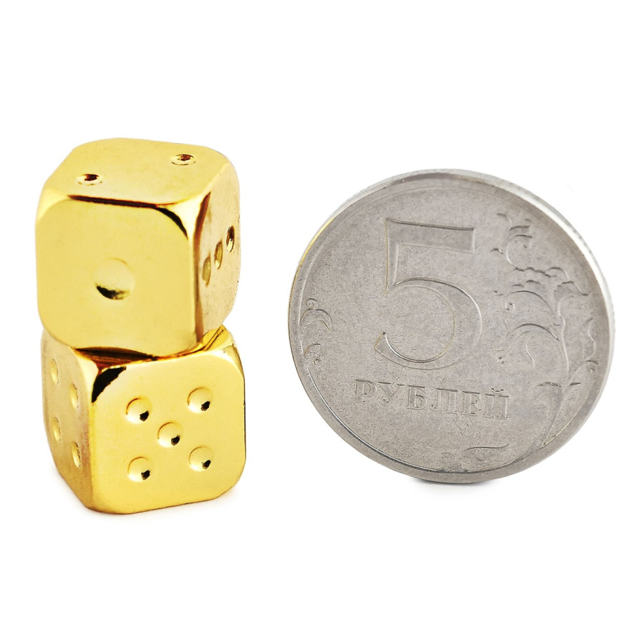 Кости игральные "Премиум" металл, золотой, 12 мм (2 шт.) купить в Казани