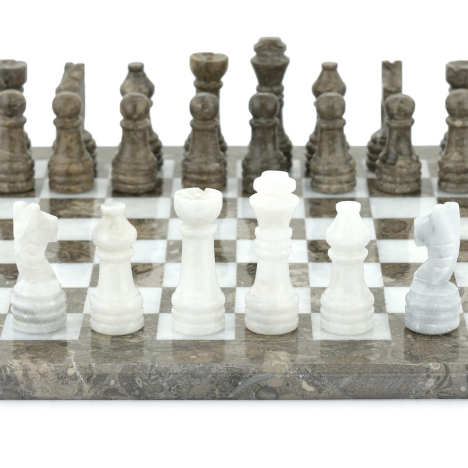 Шахматы из камня "Одиссея" серый мрамор 30 купить в Казани