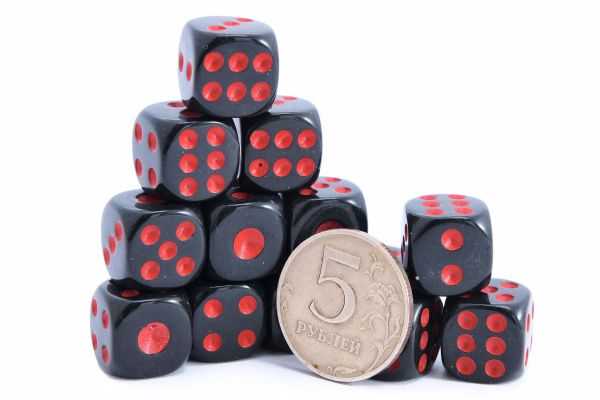 Кости игральные, пластик, черные 14 мм (2 шт), StartTime купить в Казани