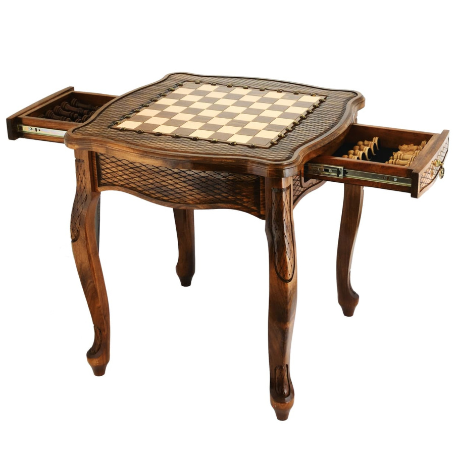 Стол ломберный Шахматы резные "Гиперион" 60 купить в Казани