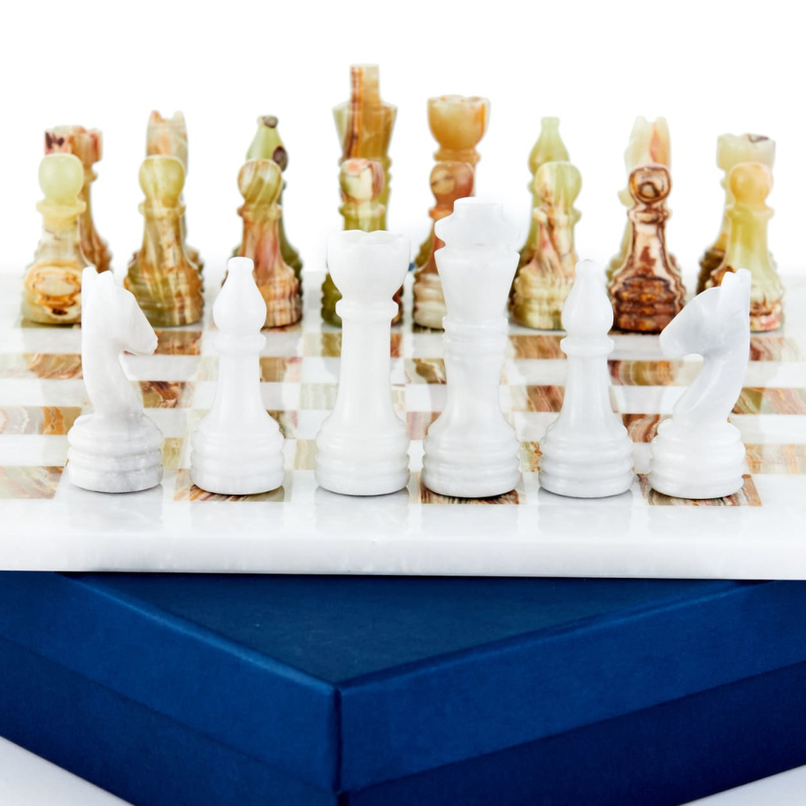Шахматы каменные "Карфаген" мрамор и оникс 30 купить в Казани