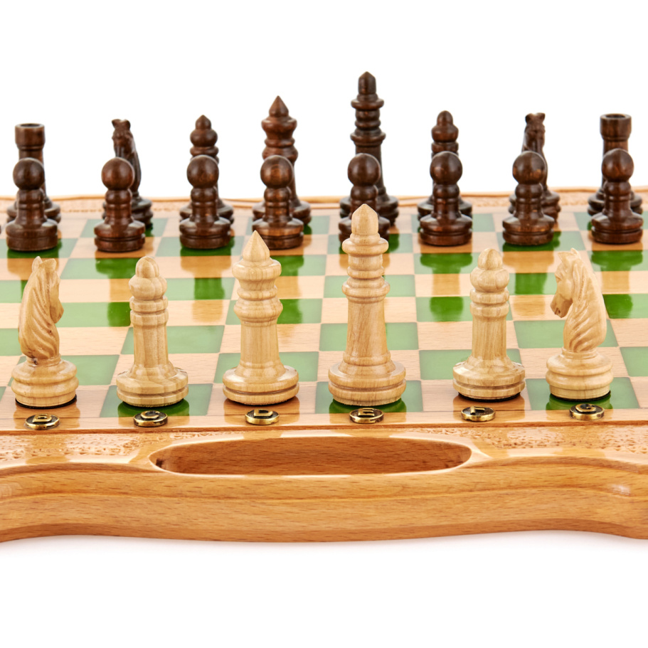Шахматы резные "Изумруд" 40 купить в Казани