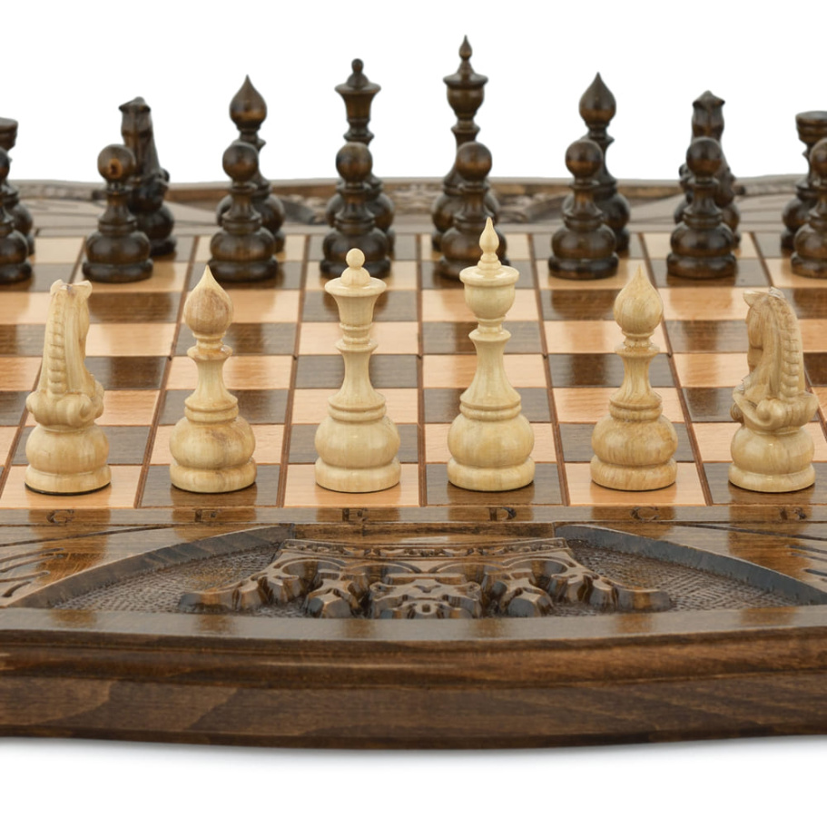 Шахматы + нарды резные "Корона" 50, Harutyunyan купить в Казани