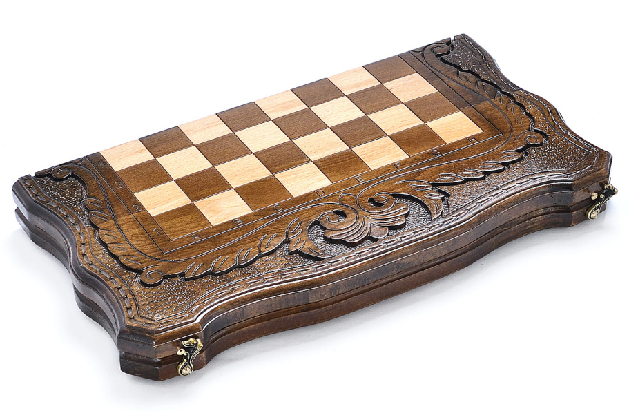 Шахматы + нарды резные "Шахматная история" 50, Harutyunyan купить в Казани