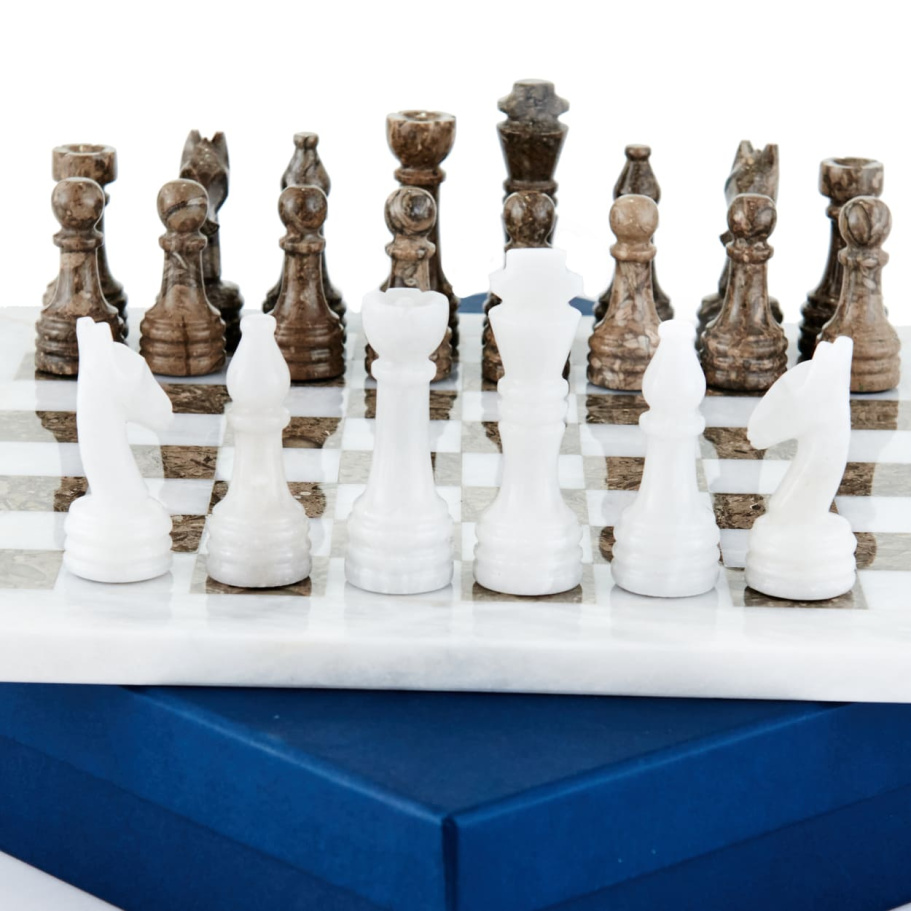 Шахматы из камня "Артер Карфаген" серый мрамор 40 купить в Казани