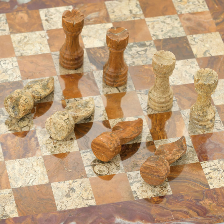 Шахматы из камня "Этрурия" яшма и ракушечник 30 купить в Казани