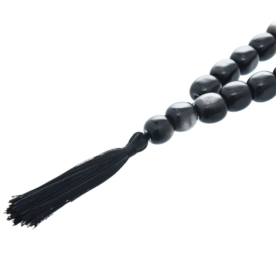 Четки с бусинами "Воин" черный камень с лунным оттенком, Давыдов С. купить в Казани