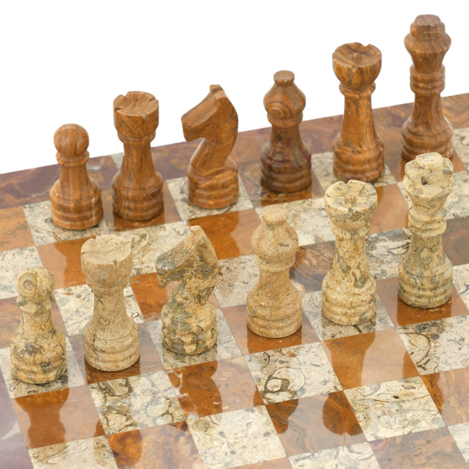 Шахматы из камня "Этрурия" яшма и ракушечник 30 купить в Казани