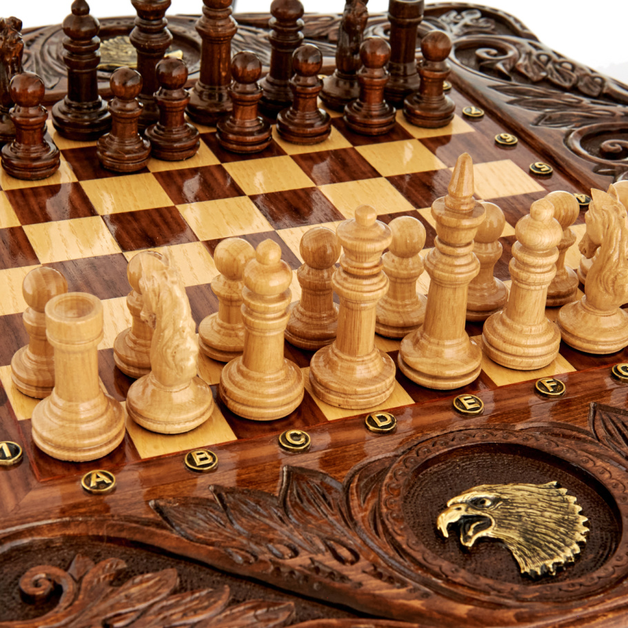 Стол ломберный Шахматы резные "Гордый орел" 60 купить в Казани