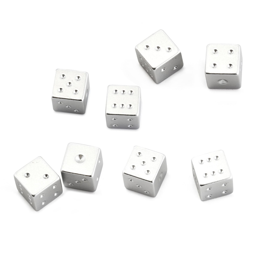 Кости игральные "Премиум" металл, серебристый, 15 мм (2 шт.) купить в Казани