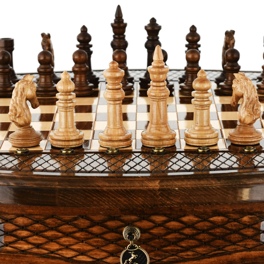 Стол ломберный Шахматы резные "Гиперион" 60 купить в Казани