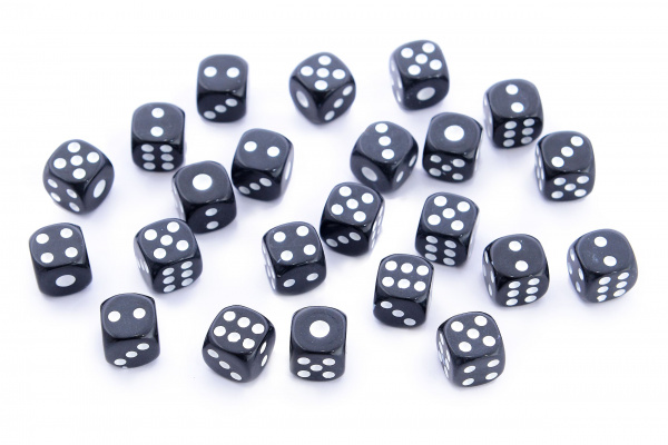Кости игральные, пластик, черные 10 мм (2 шт), WoodGames купить в Казани