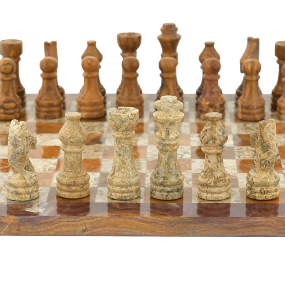 Шахматы из камня "Этрурия" яшма и ракушечник 30 купить в Казани