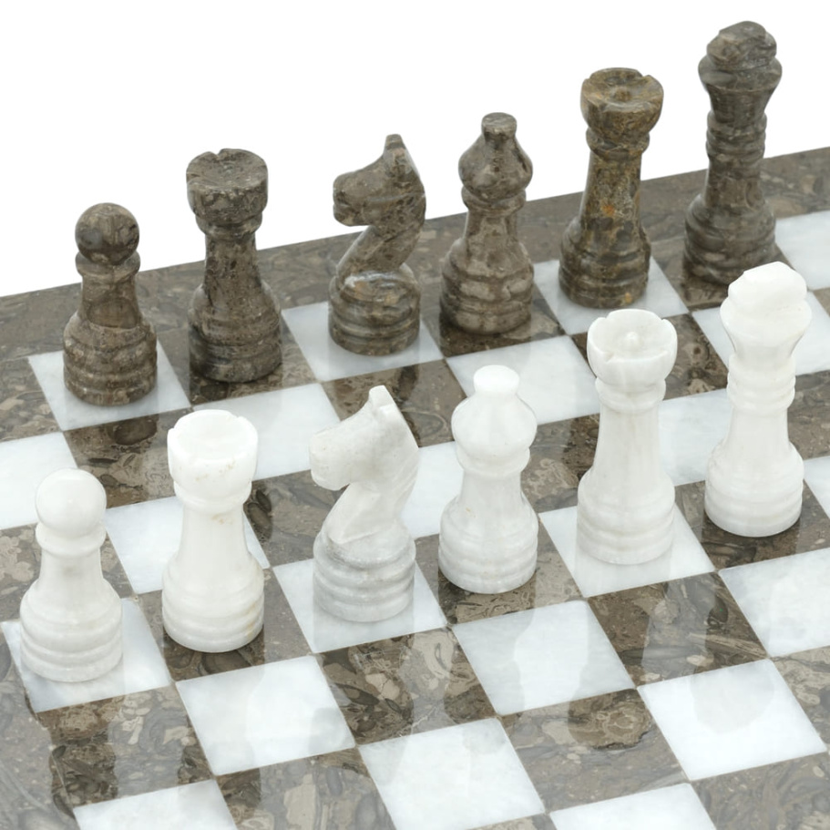 Шахматы из камня "Одиссея" серый мрамор 30 купить в Казани