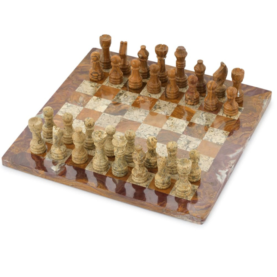 Шахматы из камня "Этрурия" яшма и ракушечник 30