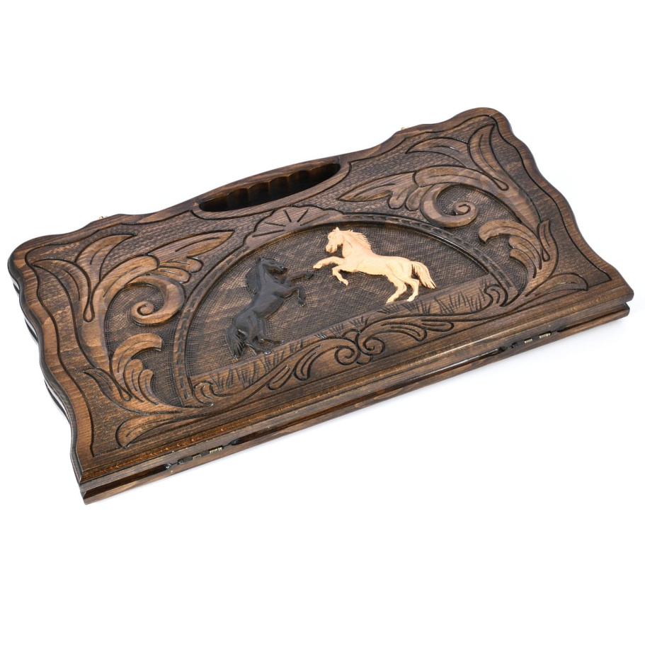 Нарды резные "Лошадиные Тинги" большие 60, Harutyunyan Нарды резные "Лошадиные Тинги" большие 60, Harutyunyan