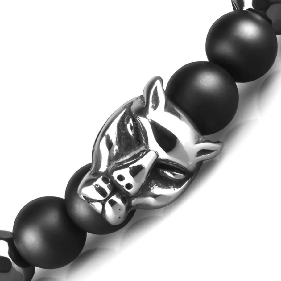 Браслет Пантера камень агат и гематит, 1 * 18 см купить в Казани