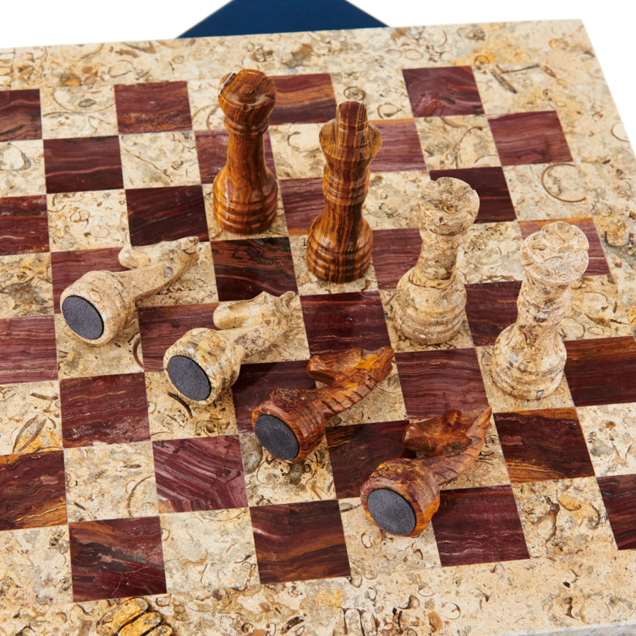 Шахматы из камня "Карфаген" яшма и ракушечник 30 купить в Казани