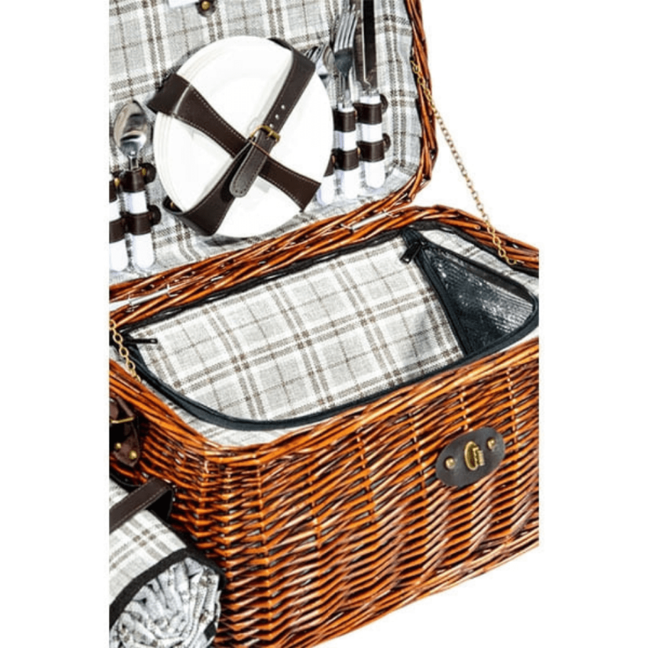 Корзина для пикника Рассвет (на 4 персоны) с пледом купить в Казани