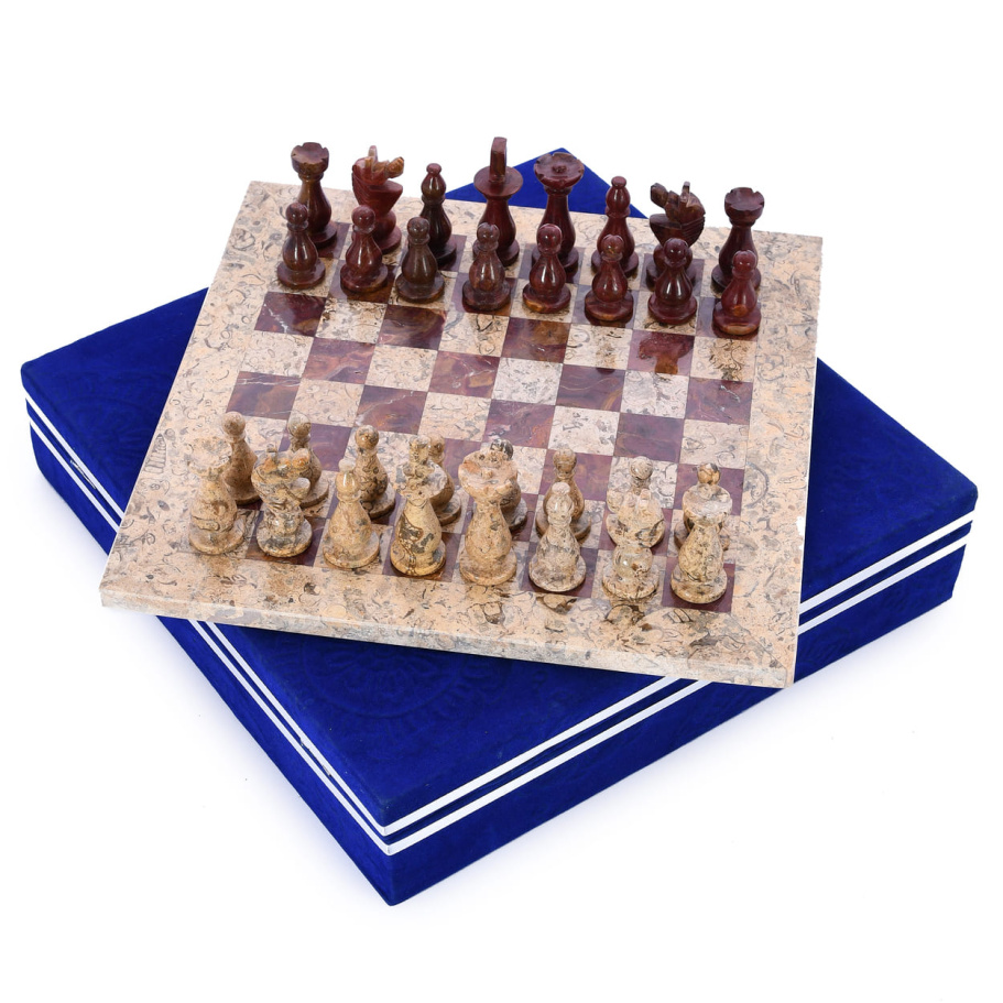 Шахматы каменные "Триада" яшма и ракушечник 30