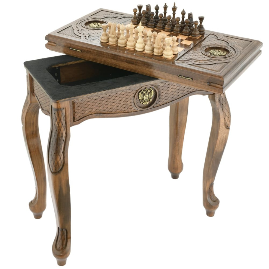 Стол ломберный Шахматы + Нарды резные "Родина" 60, Harutyunyan купить в Казани