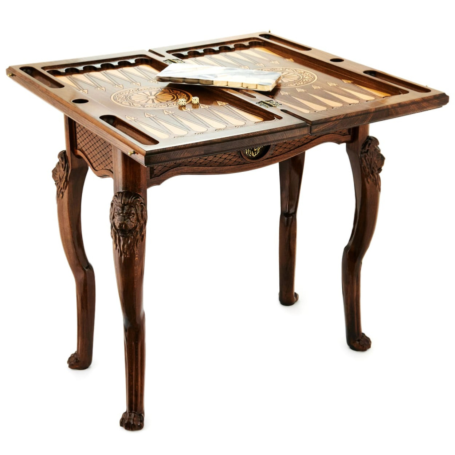 Стол ломберный Нарды резные "Львиный вожак" 60 купить в Казани