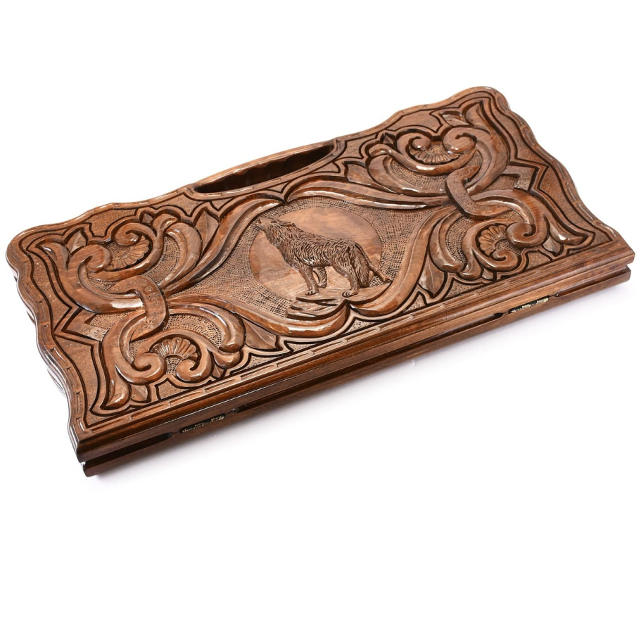 Нарды резные "Воющий волк " большие 60, Harutyunyan