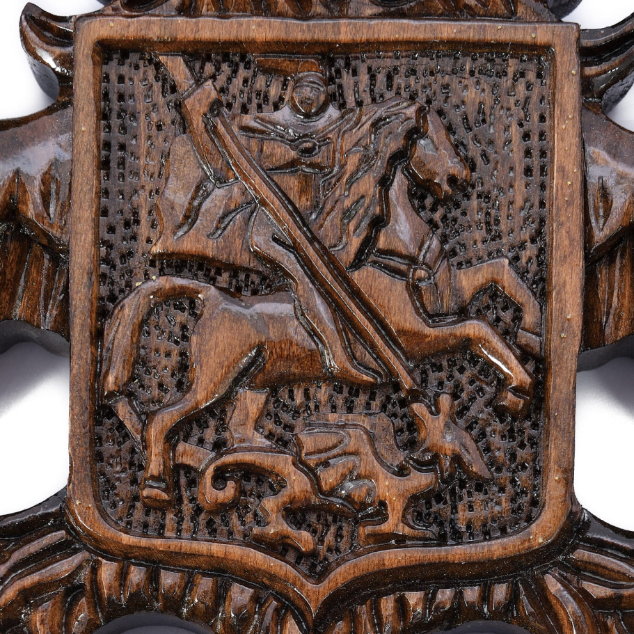 Панно настенное резное "Герб России" из дерева купить в Казани