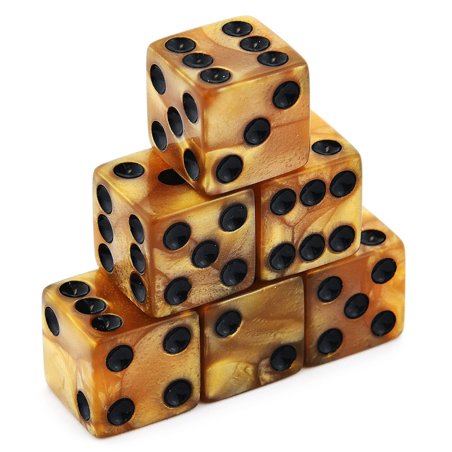 Кости игральные "Лазурь" акрил, желтый, 15 мм (2 шт.) купить в Казани