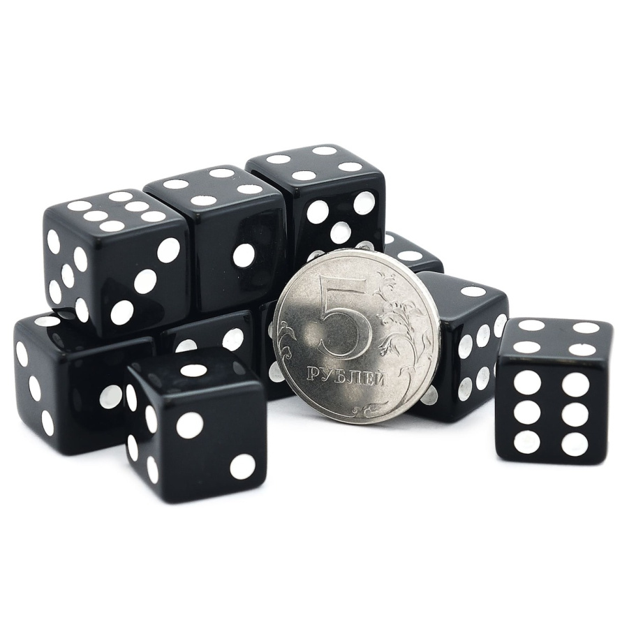 Кости игральные "Классика" пластик, черные, 15 мм (2 шт.) купить в Казани