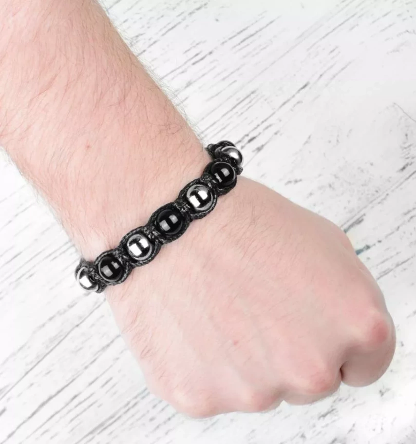 Браслет Лемер плетенный, камень агат и гематит, 1 * 18 см купить в Казани