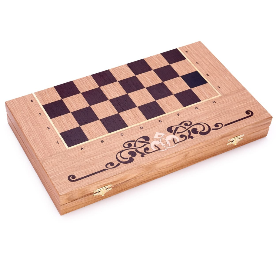 Шахматы + нарды резные "Венеция" дуб купить в Казани